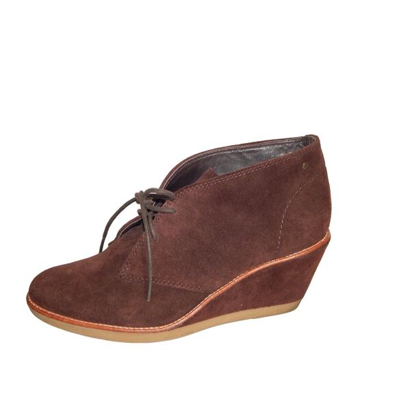 Coach Cassy Brown Suede Wedge Booties Size 9.5 - Picture 5 of 8